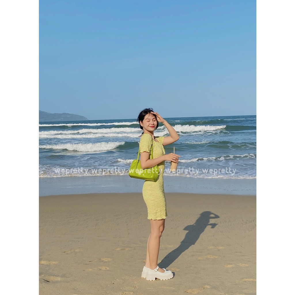 Váy suông body tôn dáng màu xanh bơ chất liệu thun xốp mềm mịn mặc đi biển Wepretty clothes | BigBuy360 - bigbuy360.vn