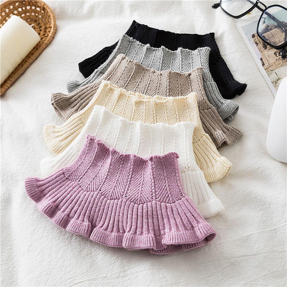 BEAUTY Cổ Áo Giả Dệt Kim Chống Gió Có Thể Tháo Rời Với Tai Gỗ Cho Nữ