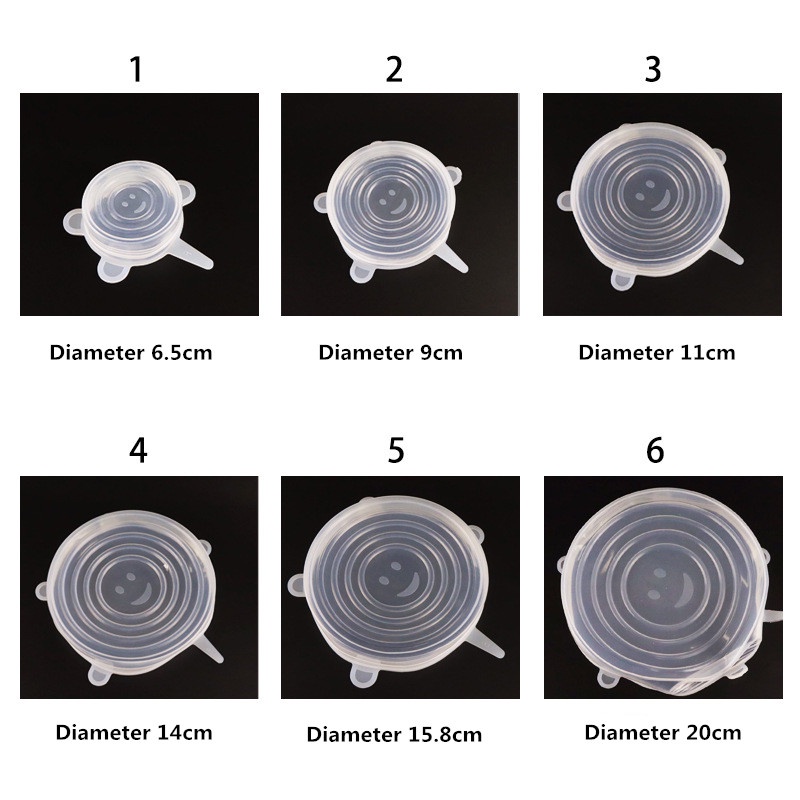 Set 6 Nắp Silicone Đậy Tô Chén Bảo Quản Thực Phẩm