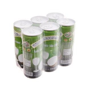LỐC 6 LON NƯỚC SỮA DỪA WONDERFARM 240ML