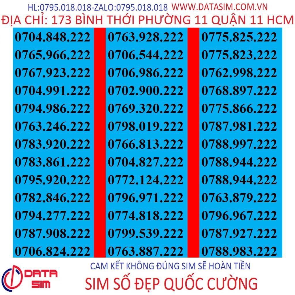 SIM MOBIFONE TAM HOA TRẢ TRƯỚC 1,000,000Đ-222-CK