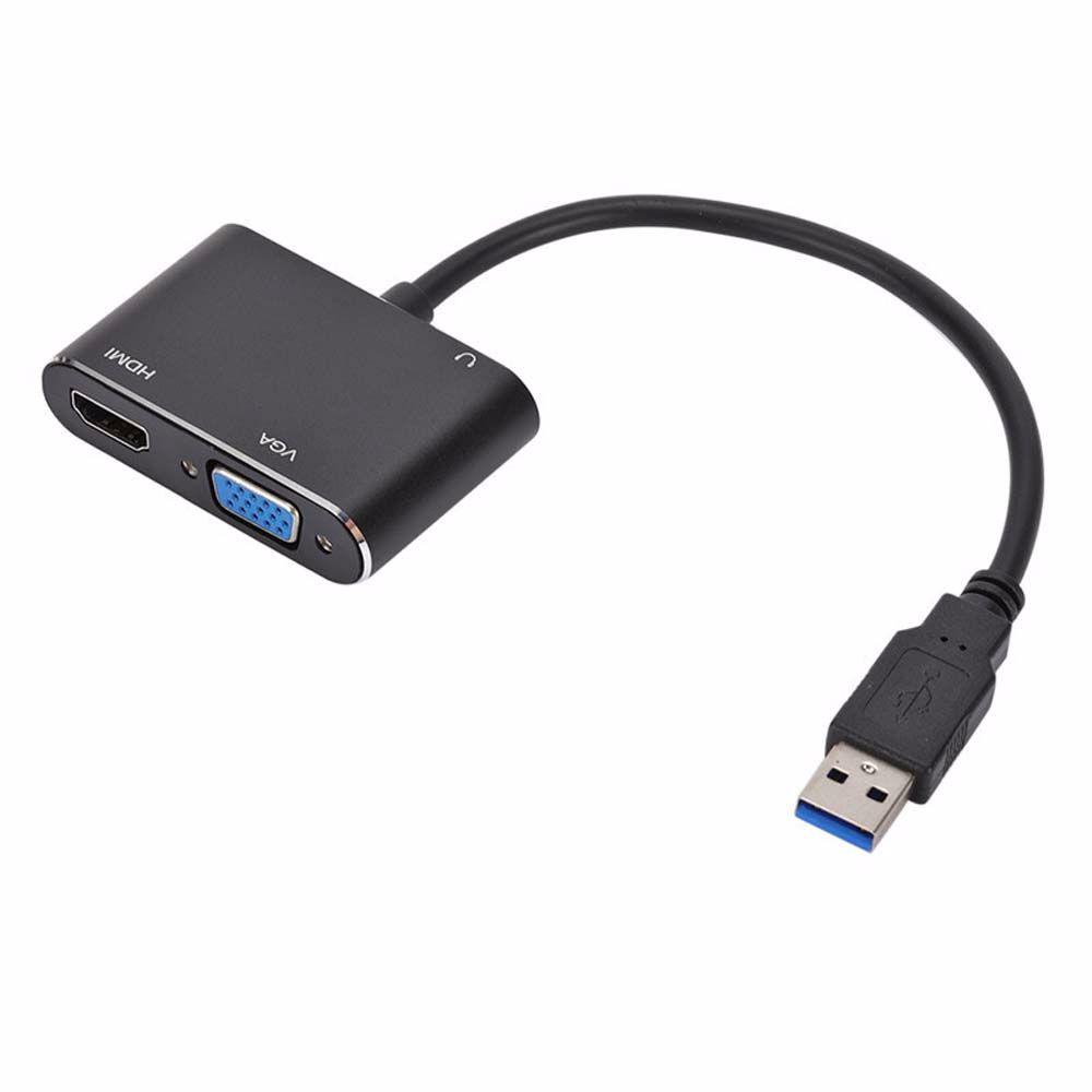 [COD] Bộ ChuyểN ĐổI USB 3.0 Sang HDMI + VGA Cho Windows 7 / 8 / 10 OS HD USB Sang VGA 4K USB Hub