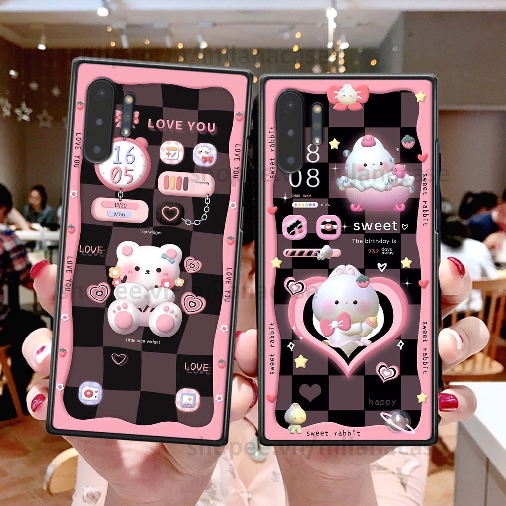 Ốp Samsung Note 10 / Note 10 Plus / Note 10+ hình đồng hồ icon gấu mèo cute cực dễ thương ngộ nghĩnh
