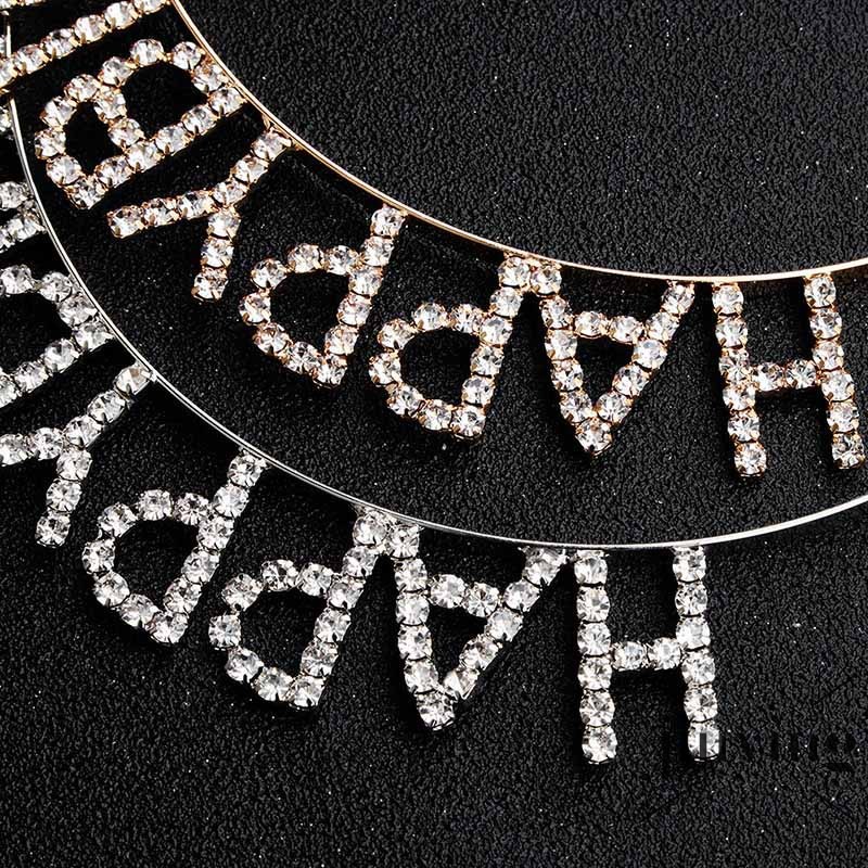 GETNOIVAS ❤S Wind Children's Crown Headdress Princess Girl Crown Headband Cute Letter Crown Crystal Birthday P