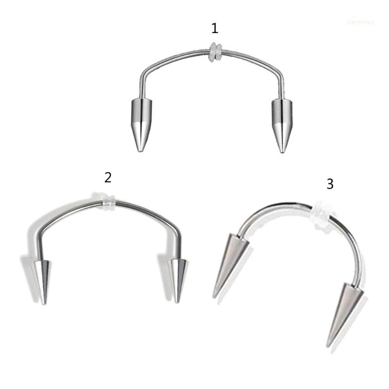 Phụ kiện xỏ môi hình răng ma cà rồng bằng thép không gỉ có thanh hình chữ C độc đáo thời trang