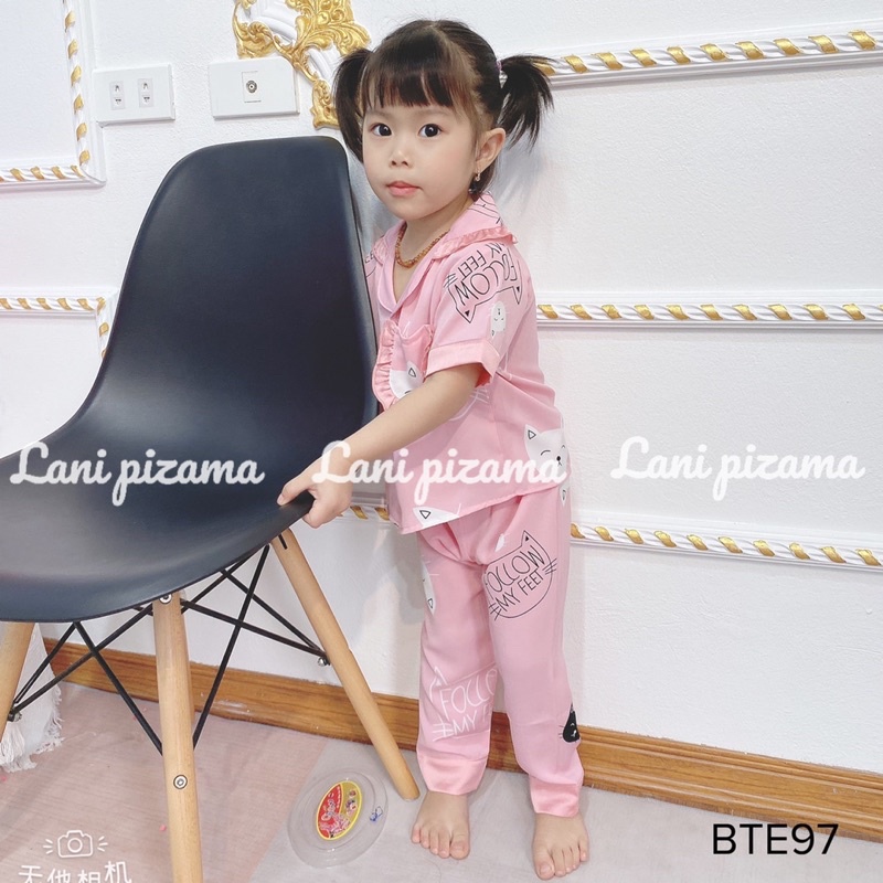 Bộ đồ ngủ cho bé gái áo cộc quần dài size 1 tuổi đến 14 tuổi , bộ lụa mango hoạ tiết xinh xắn mềm mát