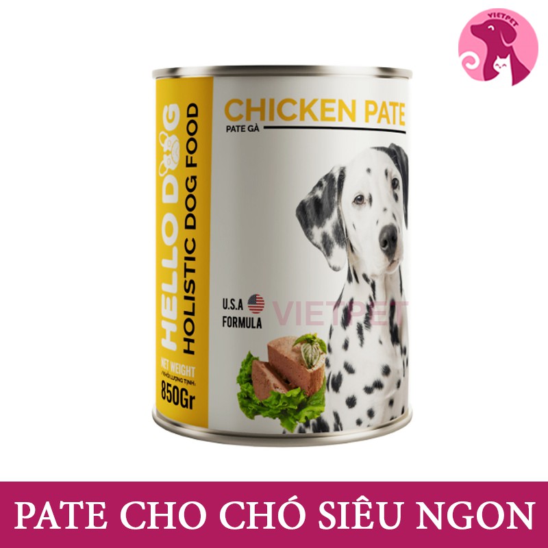 Patê cho chó Hello Dog (Pate làm từ thịt gà tươi) (Combo 5 hộp 190g &amp; lon lớn 850g)