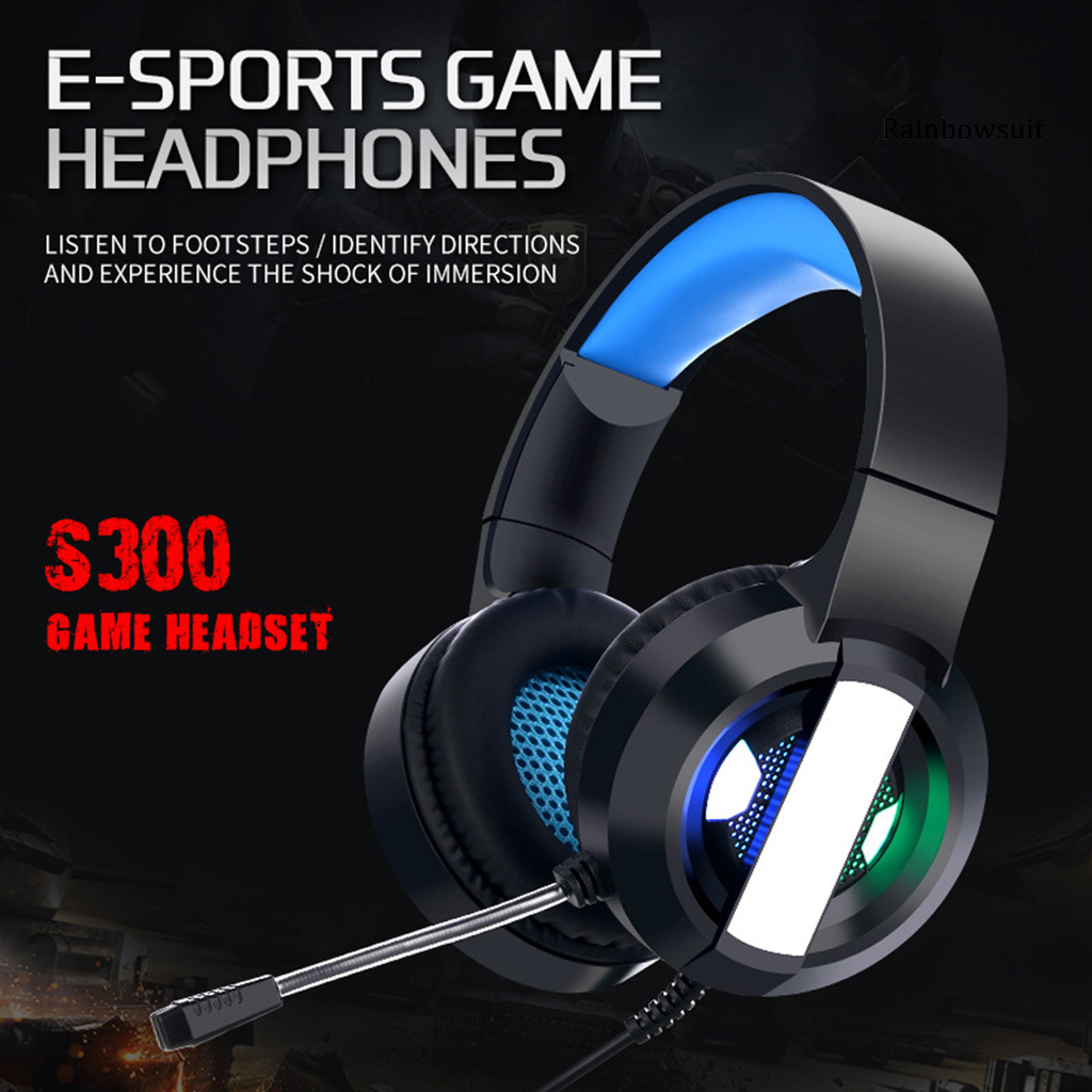 RB- S300 MIC Headphone 3D Stereo Sound Omnidirectional 7.1 Channel HiFi Wired Gaming Headset for E-sports