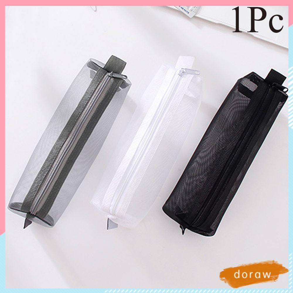 Túi Đựng Bút Chì / Mỹ Phẩm Màu Trơn Có Khóa Kéo Tiện Dụng