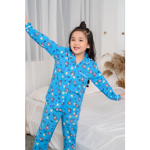 Bộ pijama lanh quần dài, áo dài bé gái B70.2002 - Thời Trang Gia Đình VT