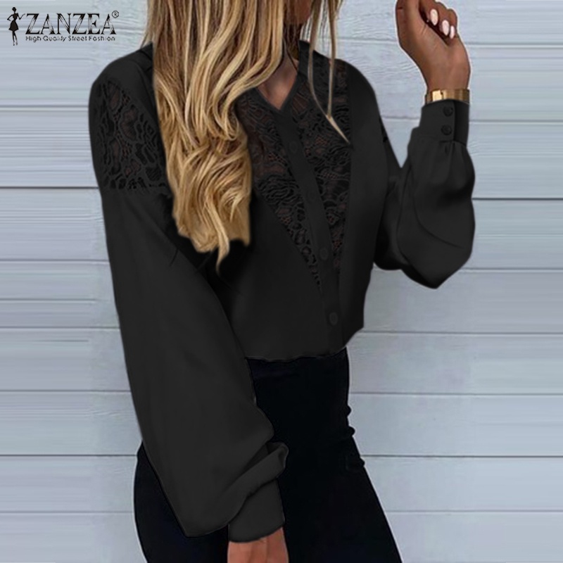 Zanzea Áo Nữ Tay Dài Phối Ren Thời Trang Quyến Rũ