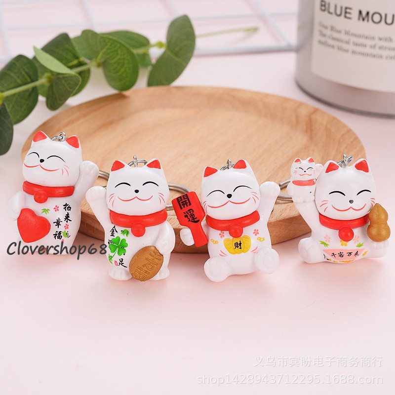 Móc Khóa Mèo Thần Tài May Mắn - Móc Chìa Khóa Lucky Cat Đáng Yêu Duashop