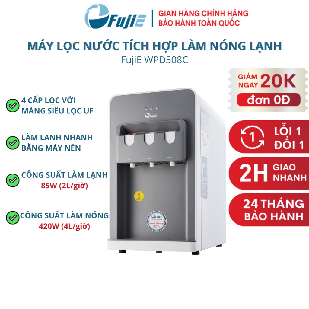 [Mã BMBAU300 giảm 10% đơn 499K] Máy lọc nước tích hợp làm nóng lạnh cao cấp FujiE WPD508C, bảo hành chính hãng 2 năm