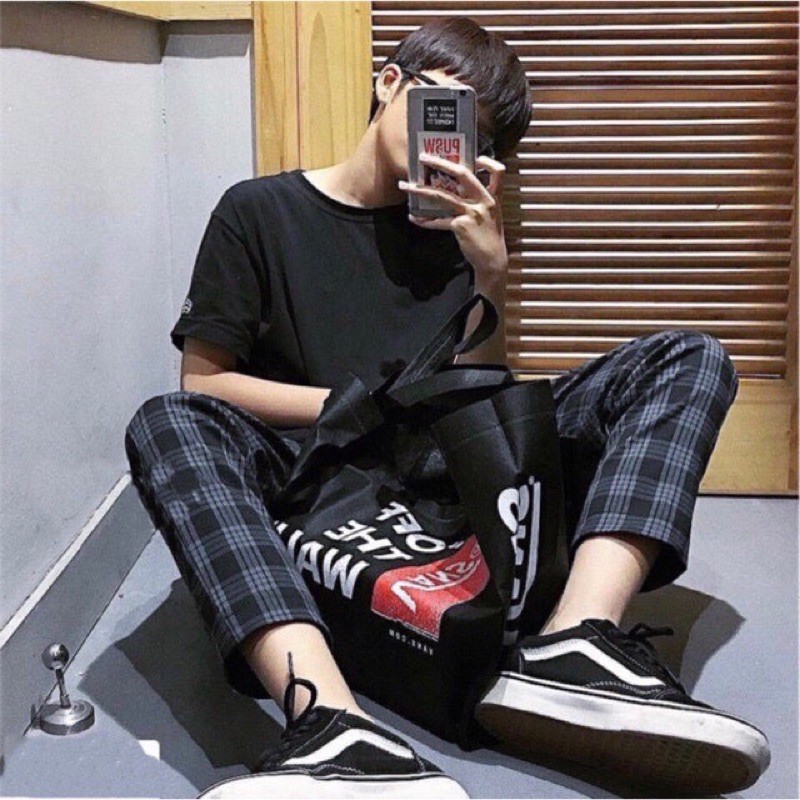 Quần caro ống suông unisex nam nữ - Quần plaid pants kẻ sọc