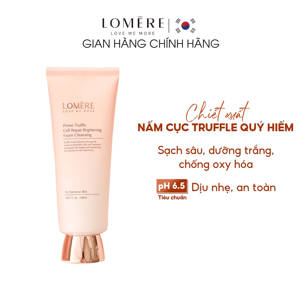 Sữa Rửa Mặt LOMERE Prime Truffle Cell Dưỡng Trắng, Làm Sạch Các Bụi Bẩn Từ Sâu Lỗ Chân Lông An Toàn Dịu Nhẹ 150ml