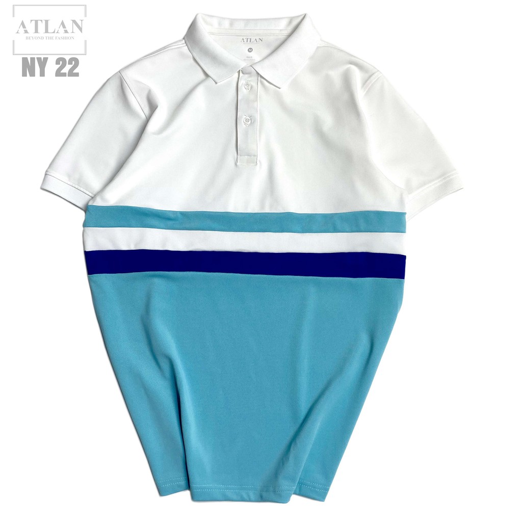 Thời Trang Nam 💖 𝘍𝘳𝘦𝘦𝘴𝘩𝘪𝘱 💖 Áo Polo Trắng Phối Xanh Thiên Thanh Sọc Xanh Đậm - NY22 | BigBuy360 - bigbuy360.vn