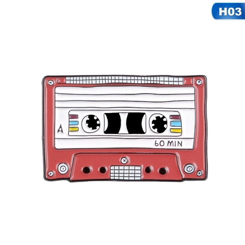 Ghim cài áo tráng men hình cuộn băng retro phong cách hiphop thích hợp cho người yêu âm nhạc