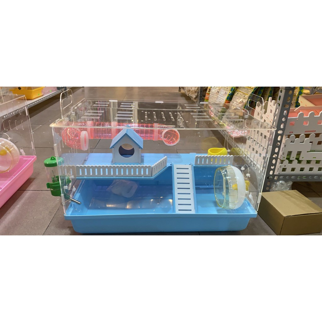 Lồng Hamster mica đại 47cm -Full phụ kiện
