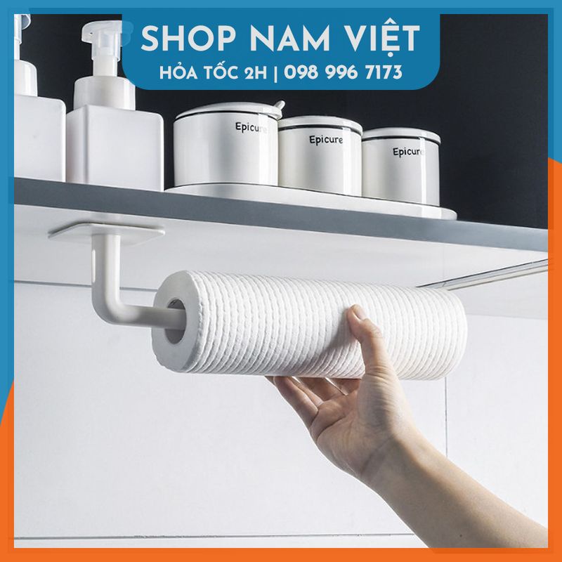 Móc Dán Chữ L Đa Năng Treo Cuộn Giấy, Ly, Thớt, Nắp Nồi