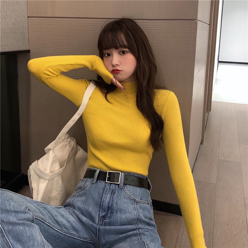 Áo len thu đông cổ 3 PHÂN hàng dệt kim siêu tiện dụng