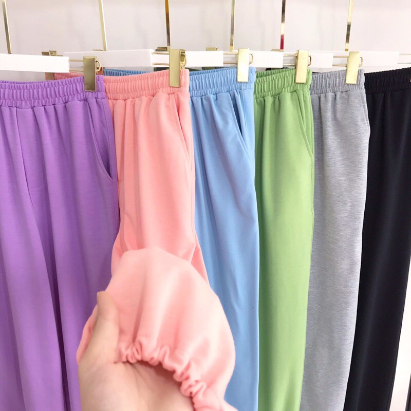 Quần Ống Suông-Ống Bo Trơn Lưng Thun/ Long Basic Pant Kèm Video Thật