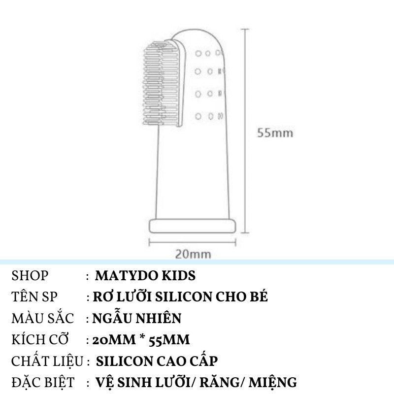 Rơ lưỡi silicon MATYDO xỏ ngón chống tưa miệng dai mềm cao cấp an toàn cho bé MT16