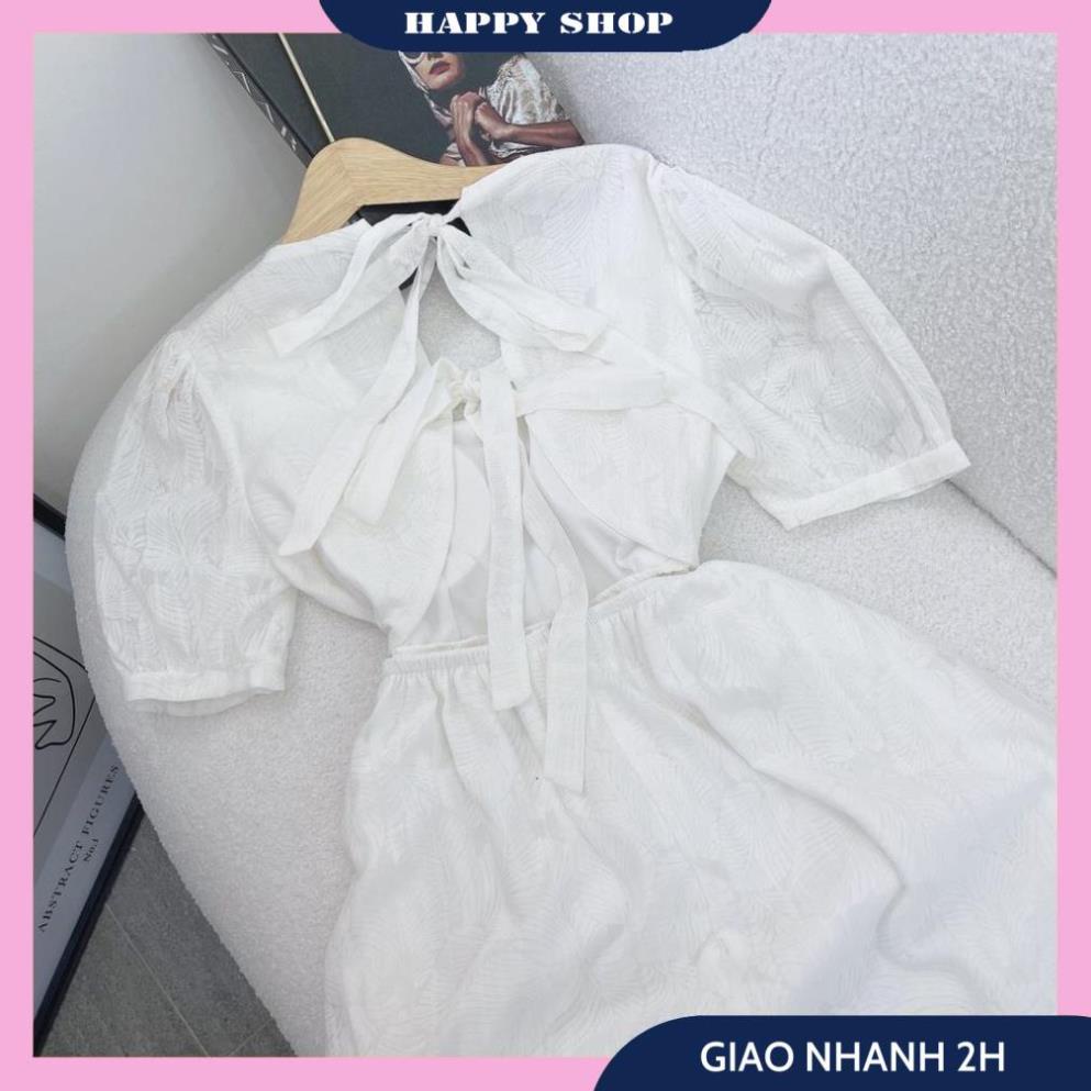 Váy Xòe Trắng Dài, Đầm Midi Nữ Dáng Xòe Hoa Nổi Tay Bồng Ngắn Cut Out Nơ Lưng Chất Vải Mịn Mát Xinh Xắn Nổi Bật Cho Bạn | BigBuy360 - bigbuy360.vn