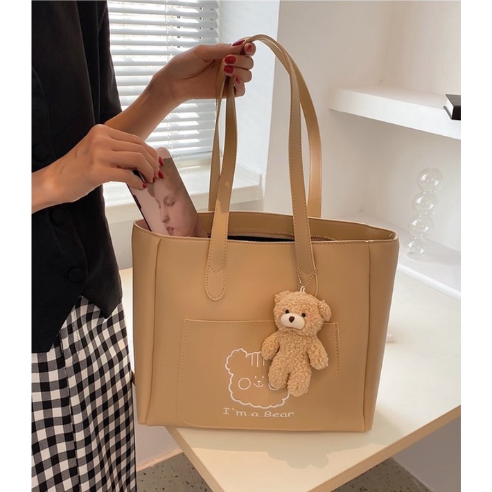 Túi xách nữ Tote chất da cao cấp kèm gấu để vừa A4 cực xinh, hàng hit hot Capucha T41