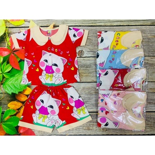 Bộ Lụa Tay Ngắn Cổ Sen Bé (6-14kg) (giao họa tiết ngẫu nhiên)