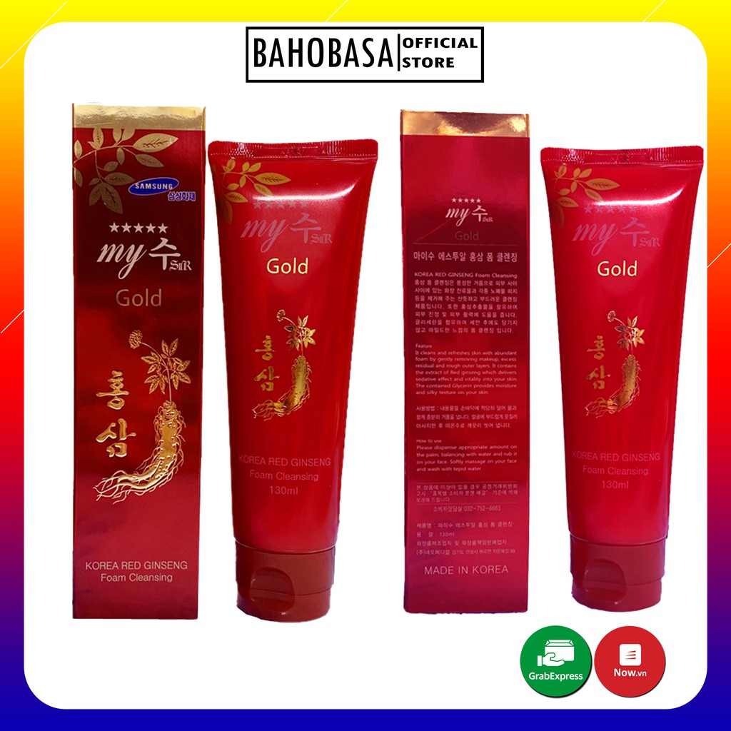 Sữa rửa mặt trắng da mờ thâm mụn sâm đỏ My Gold Gingseng Hàn Quốc 130ml