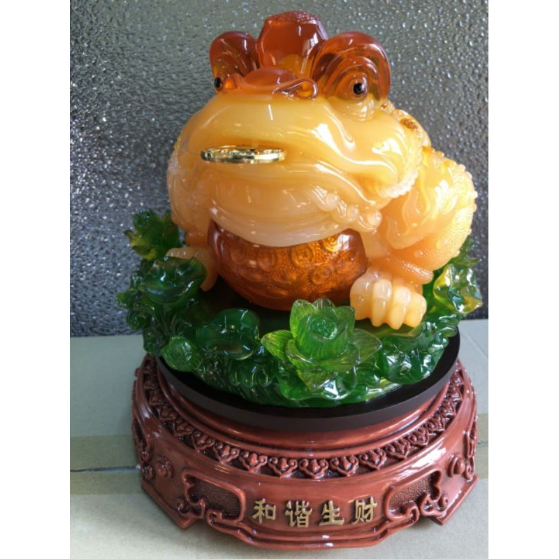 Thiềm Thừ Cóc Ngậm Tiền Vàng 26cm . Xoay phong thủy Tài Lộc