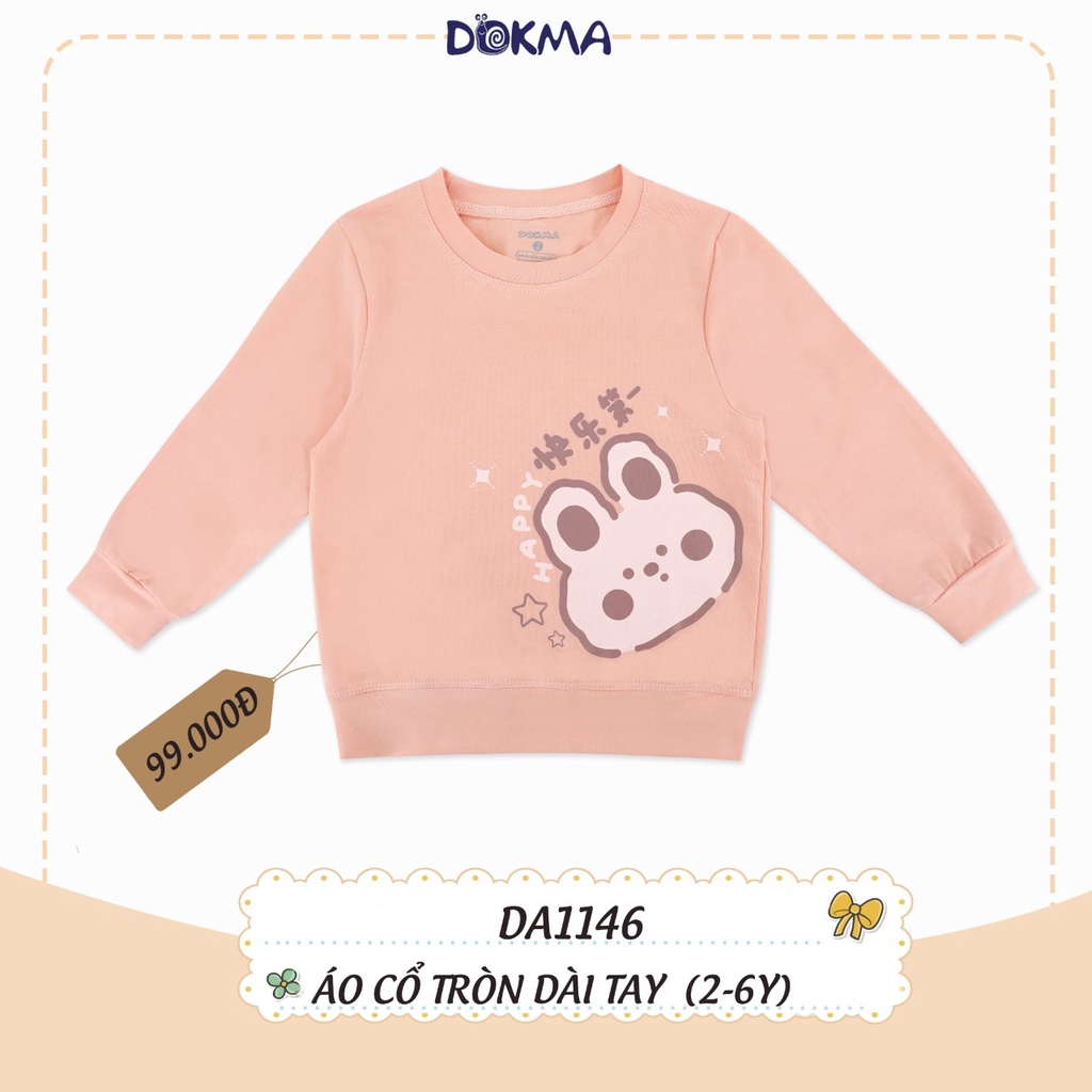 Áo cổ tròn dài tay bé gái Dokma