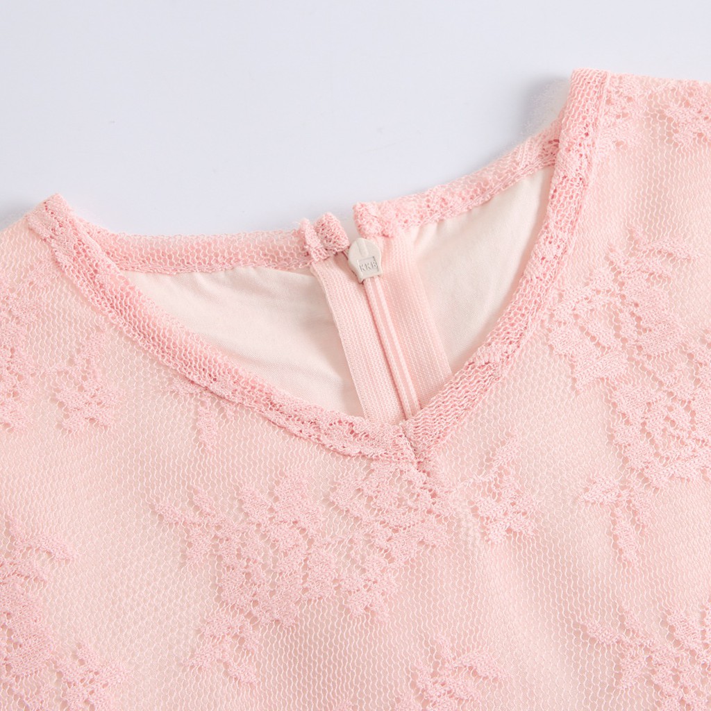 Đầm Sanlutoz Xòe Tay Ngắn Màu Hồng Ngọt Ngào Cho Bé Gái