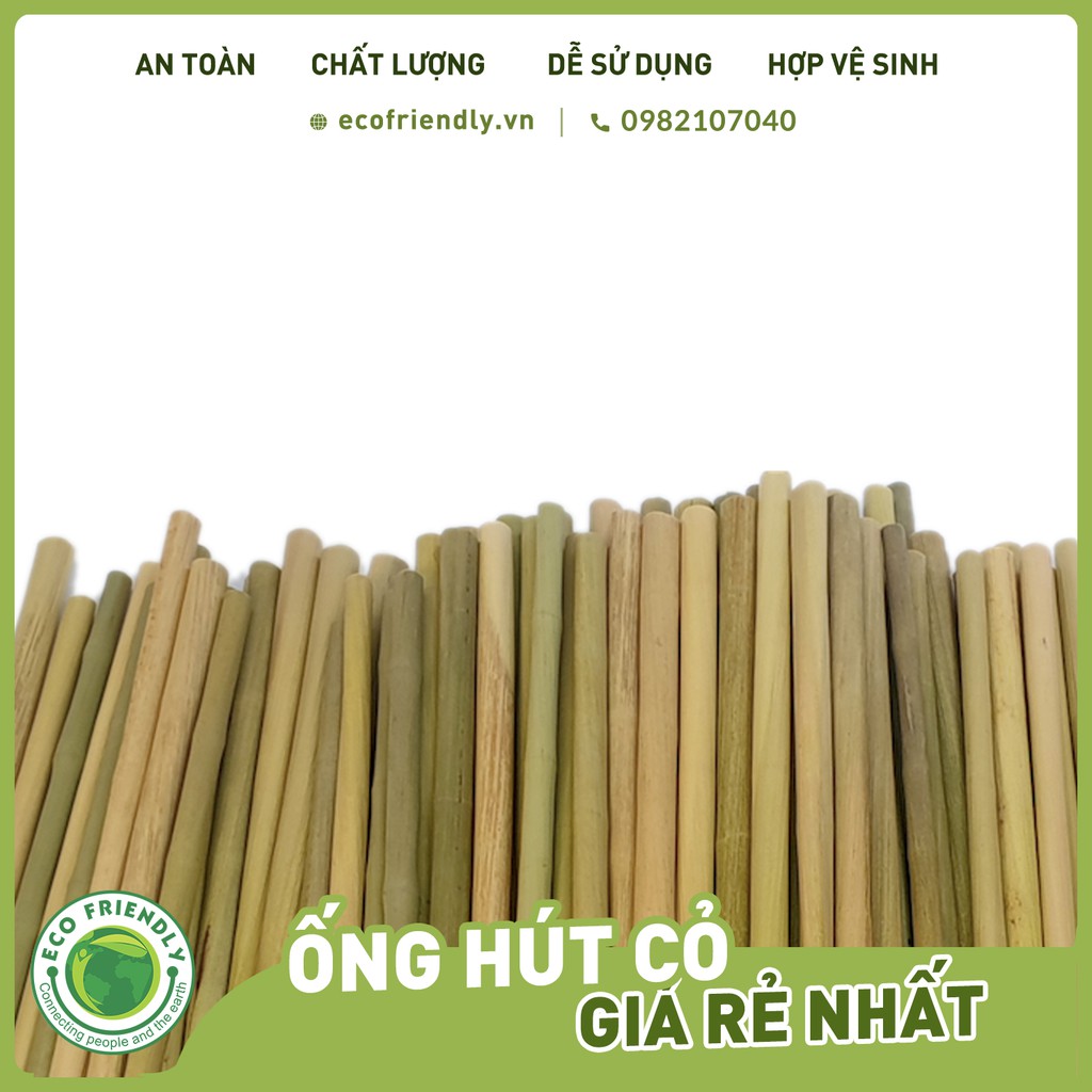 Ống hút cỏ bàng (Grass straws) Hộp 100 ống dài 20 cm - Hàng xuất khẩu đi Mỹ - Dùng được cho tất cả các loại thức uống