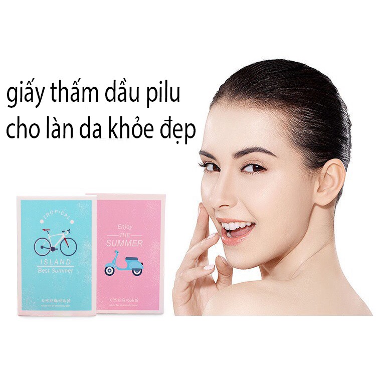 Giấy thấm dầu pilu một gói khoảng 40 tờ thấm dầu giảm nhờn trên da không bụi giấy gây bí lỗ chân lông | BigBuy360 - bigbuy360.vn