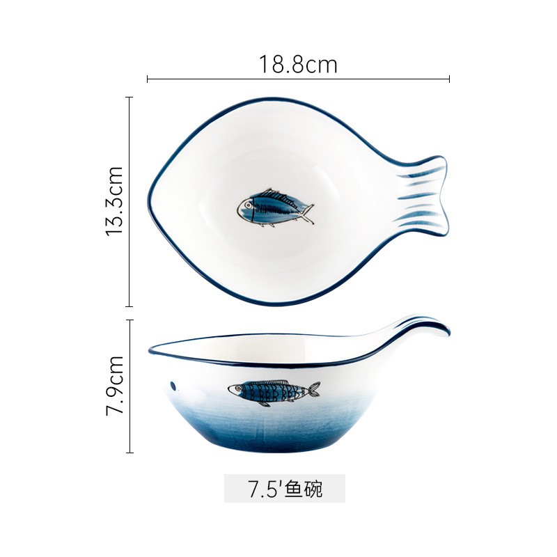 Bộ bát đĩa gốm sứ hình cá nhiều kiểu dáng