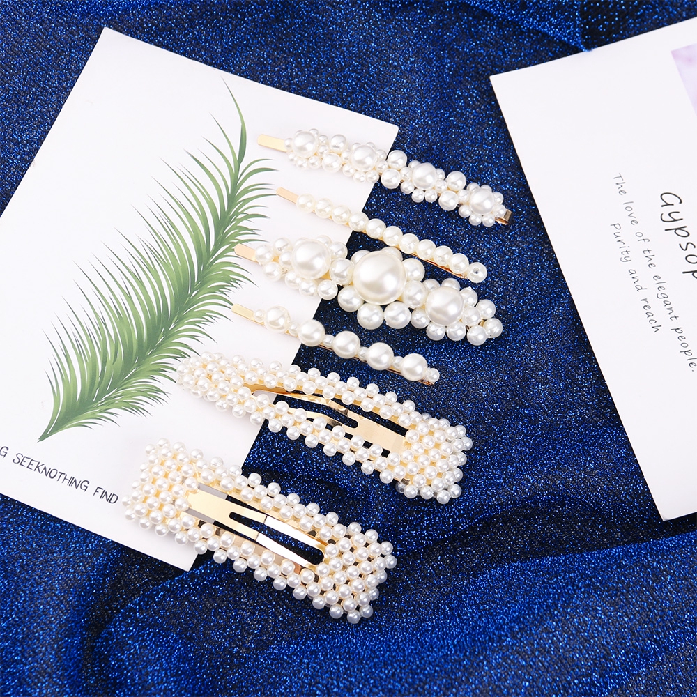 Set 5/6 kẹp tóc đính hạt ngọc trai nhân tạo phong cách cổ điển cho bạn gái