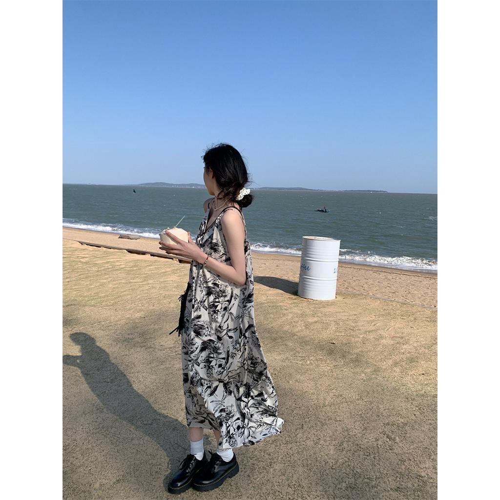 63378 Phong Cách Mới Váy Yếm Vẽ Mực