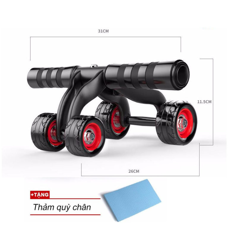 Con lăn tập cơ bụng 4 bánh cao cấp, dụng cụ tập thể hình,tập GYM,dụng cụ tập thể lực, dụng cụ tập cơ bụng sáu múi