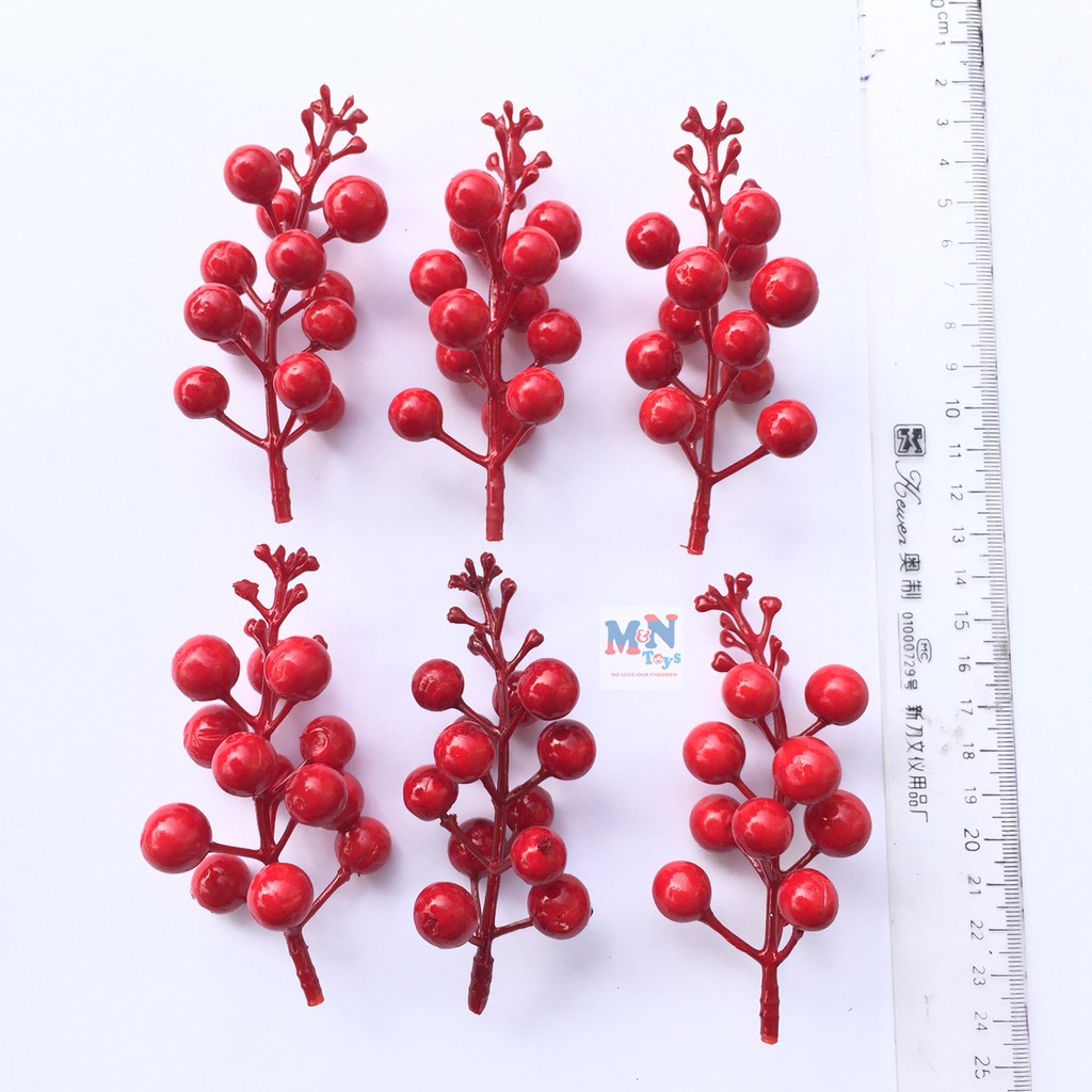 Combo 6 cành Đào Đông quả Diệu (quả Cherry) trang trí giáng sinh noel