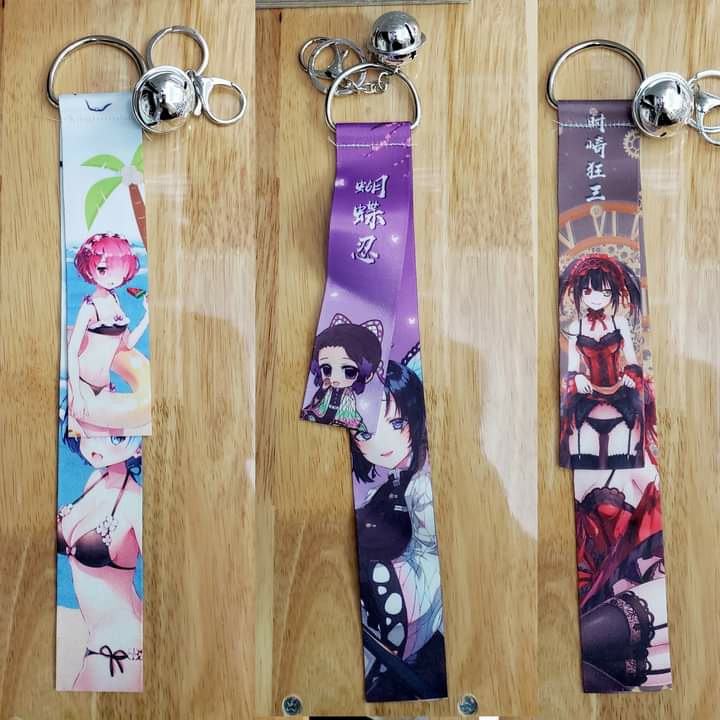 Móc khóa dây chuông Anime nhiều loại (Date A live, Kimetsu, Naruto, Hanako, Genshin...) treo cặp, balo, trang trí