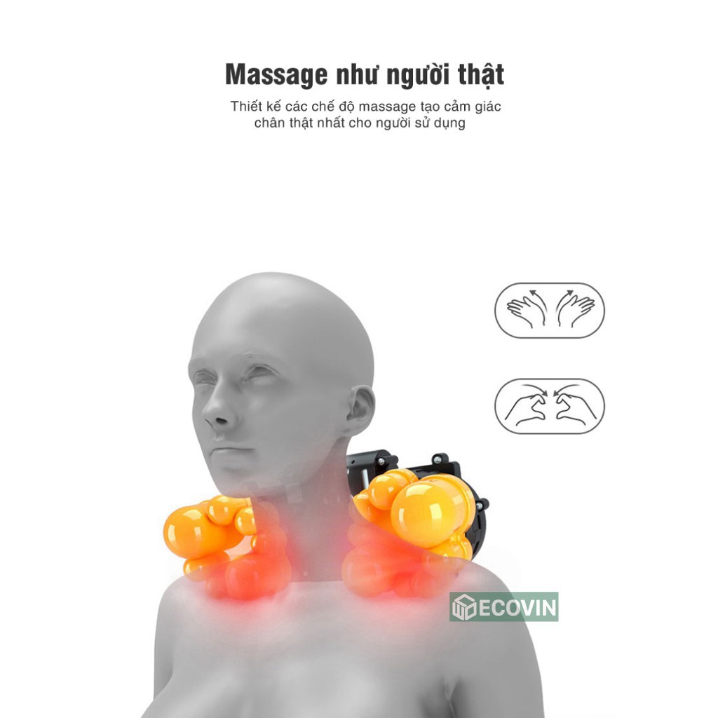 [Giao Hàng Miễn Phí] Gối Massage Cổ Vai Gáy Tích Hợp Chế Độ Rung Cùng Hơi Nóng Hồng Ngoại [Hàng Chính Hãng]