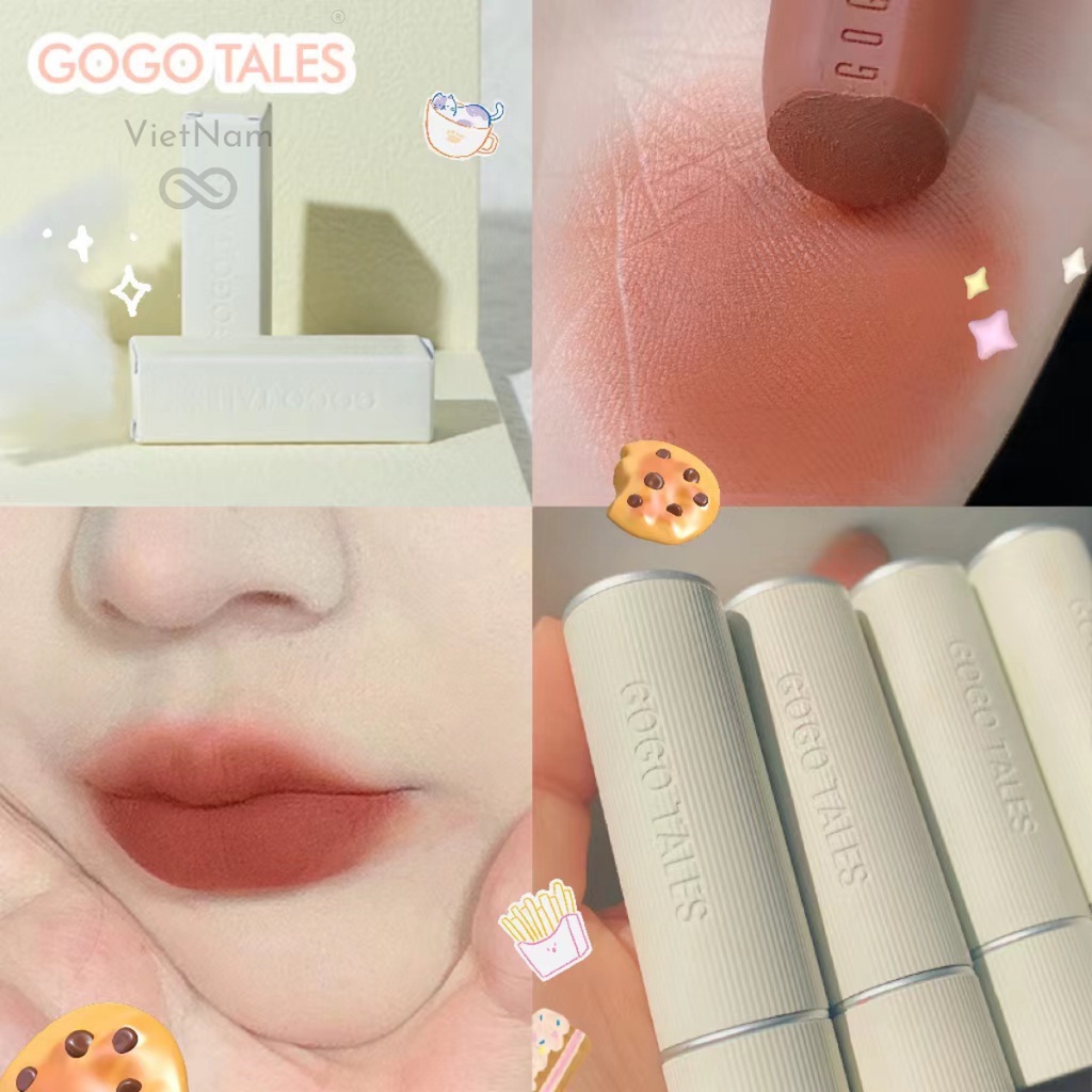 Son thỏi GoGo Tales GT319 Autume and Winter Retro Foggy Feather mềm mịn lên màu chuẩn không khô môi