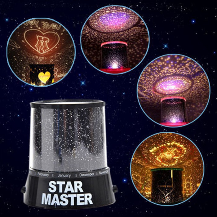 Blue Holder LED Night Light Projector Lamp Đèn ngủ kiểu dáng mặt trăng và ngôi sao lãng mạn cho bé