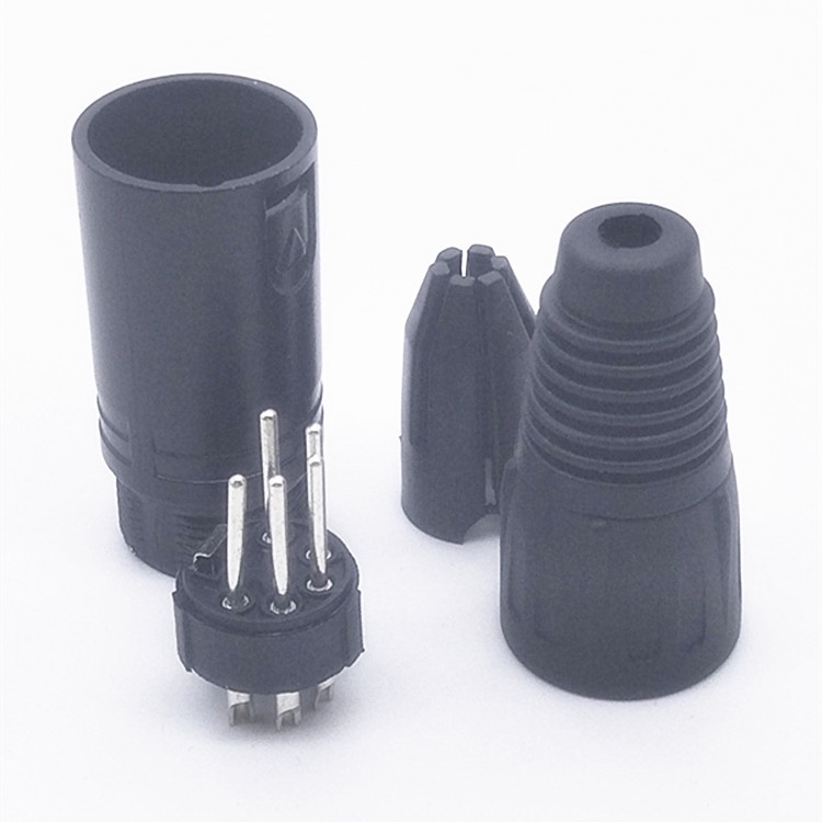 Jack canon xlr 5 chân đực vỏ nhôm đúc nguyên khối lỗ đuôi cao su