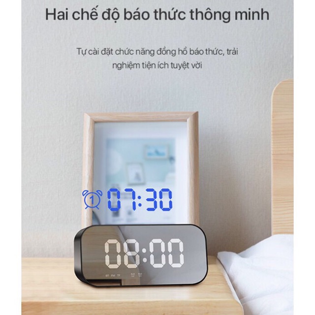 Đồng Hồ Kiêm Loa Bluetooth G10 Mặt Gương Hiển Thị Đèn Led hot đang sale mạnh