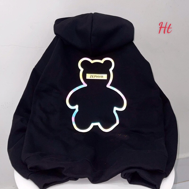 Áo hoodie nữ form rộng ulzzang in phản quang 2 màu trắng đen chất nỉ dày dặn | BigBuy360 - bigbuy360.vn
