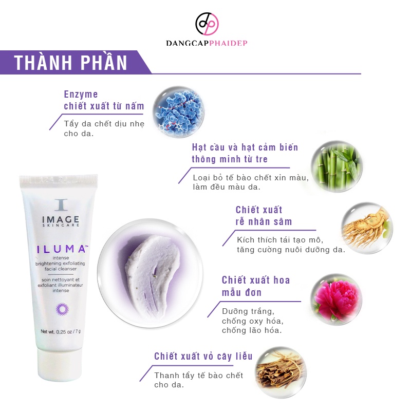 Sữa rửa mặt hỗ trợ giảm nám Image Iluma Intense Brightening Exfoliating Cleanser 7g