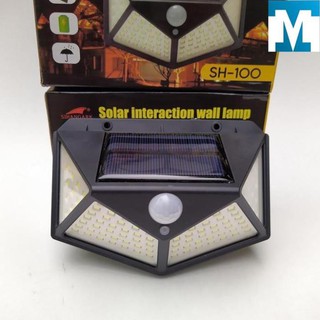 ĐÈN NĂNG LƯỢNG MẶT TRỜI SOLAR 100 LED SIÊU SÁNG CẢM BIẾN ÁNH SÁNG VÀ CHUYỂN ĐỘNG mã 02