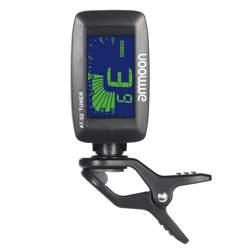 Ĩ ammoon AT-02 Electric Tuner Clip-on Three Colors Backlit Screen for Guitar Chromatic Bass Ukulele Universal Portable